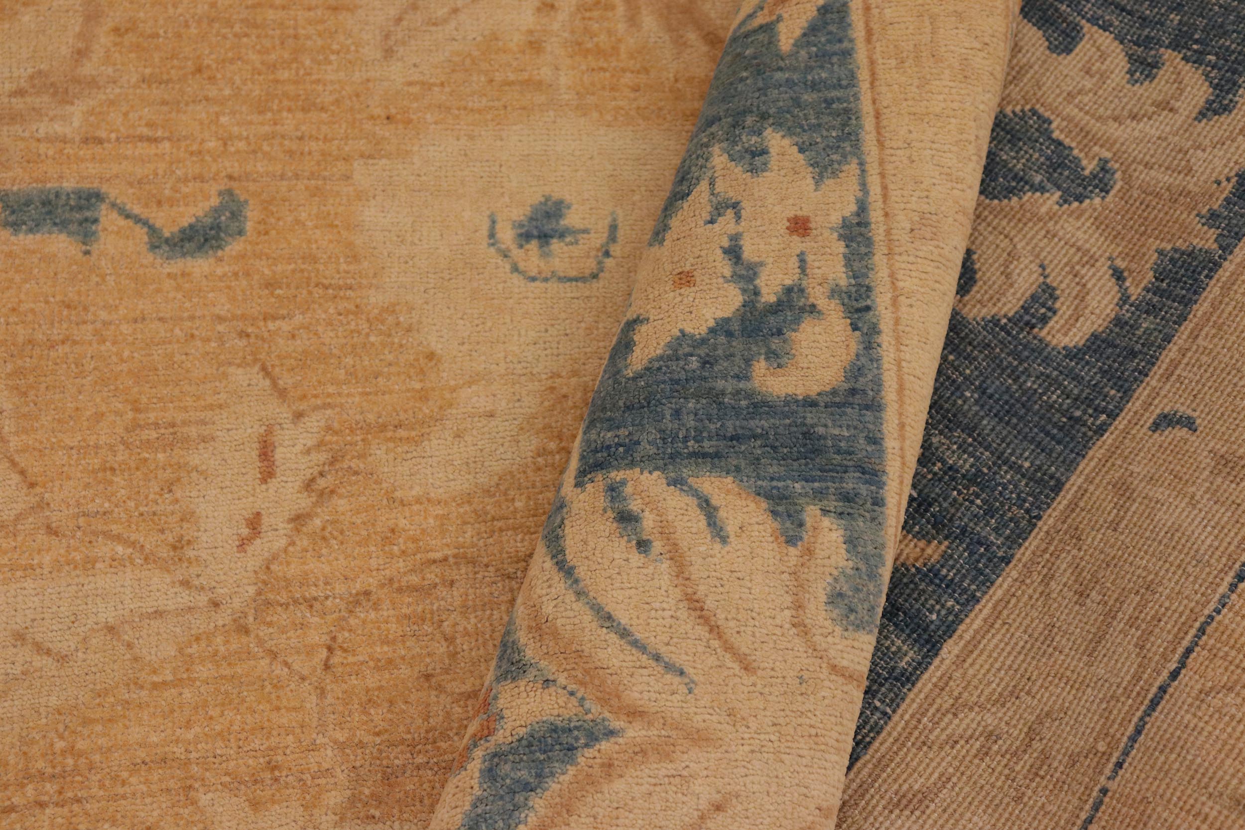 handmade Traditional Kafkaz Tan Lt. Blue Hand Knotted RECTANGLE 100% WOOL area rug 10x14