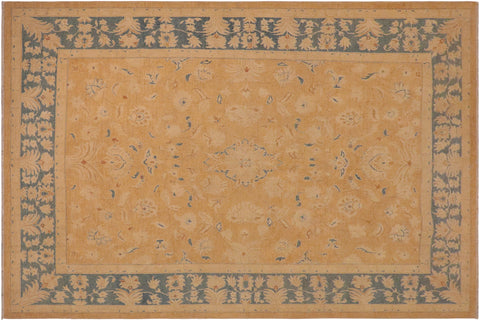 handmade Traditional Kafkaz Tan Lt. Blue Hand Knotted RECTANGLE 100% WOOL area rug 10x14