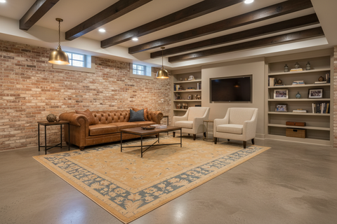 handmade Traditional Kafkaz Tan Lt. Blue Hand Knotted RECTANGLE 100% WOOL area rug 10x14