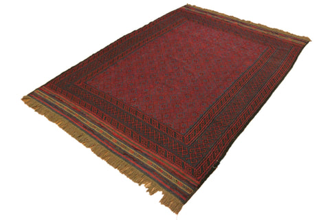 handmade Geometric Soumakh Red Blue Hand Knotted RECTANGLE 100% WOOL area rug 7x9