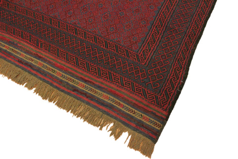 handmade Geometric Soumakh Red Blue Hand Knotted RECTANGLE 100% WOOL area rug 7x9