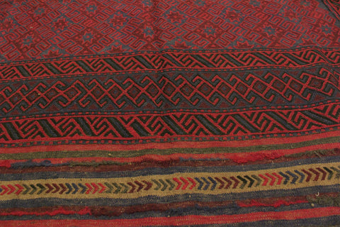 handmade Geometric Soumakh Red Blue Hand Knotted RECTANGLE 100% WOOL area rug 7x9