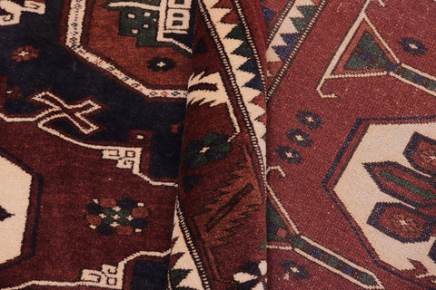 handmade Geometric Kargahi Brown Blue Hand Knotted RECTANGLE 100% WOOL area rug 5' x 6'