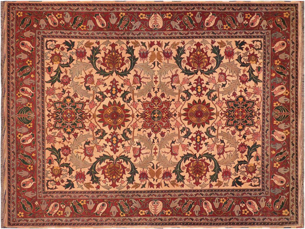 handmade Geometric Kargahi Beige Rust Hand Knotted RECTANGLE 100% WOOL area rug 8x11