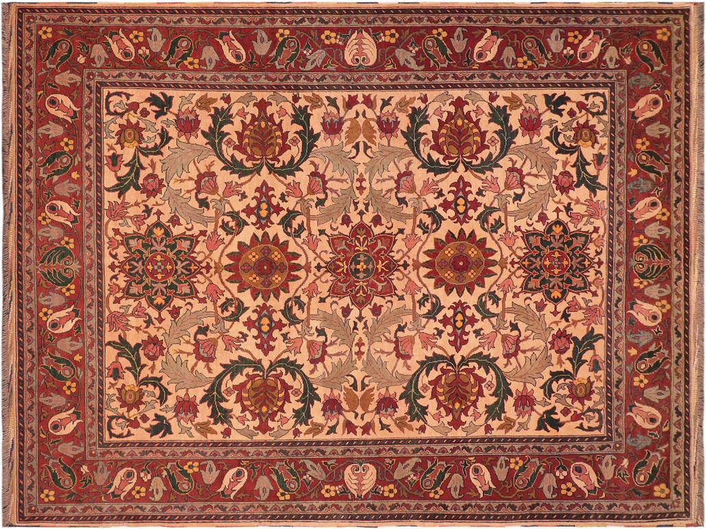 handmade Geometric Kargahi Beige Rust Hand Knotted RECTANGLE 100% WOOL area rug 8x11