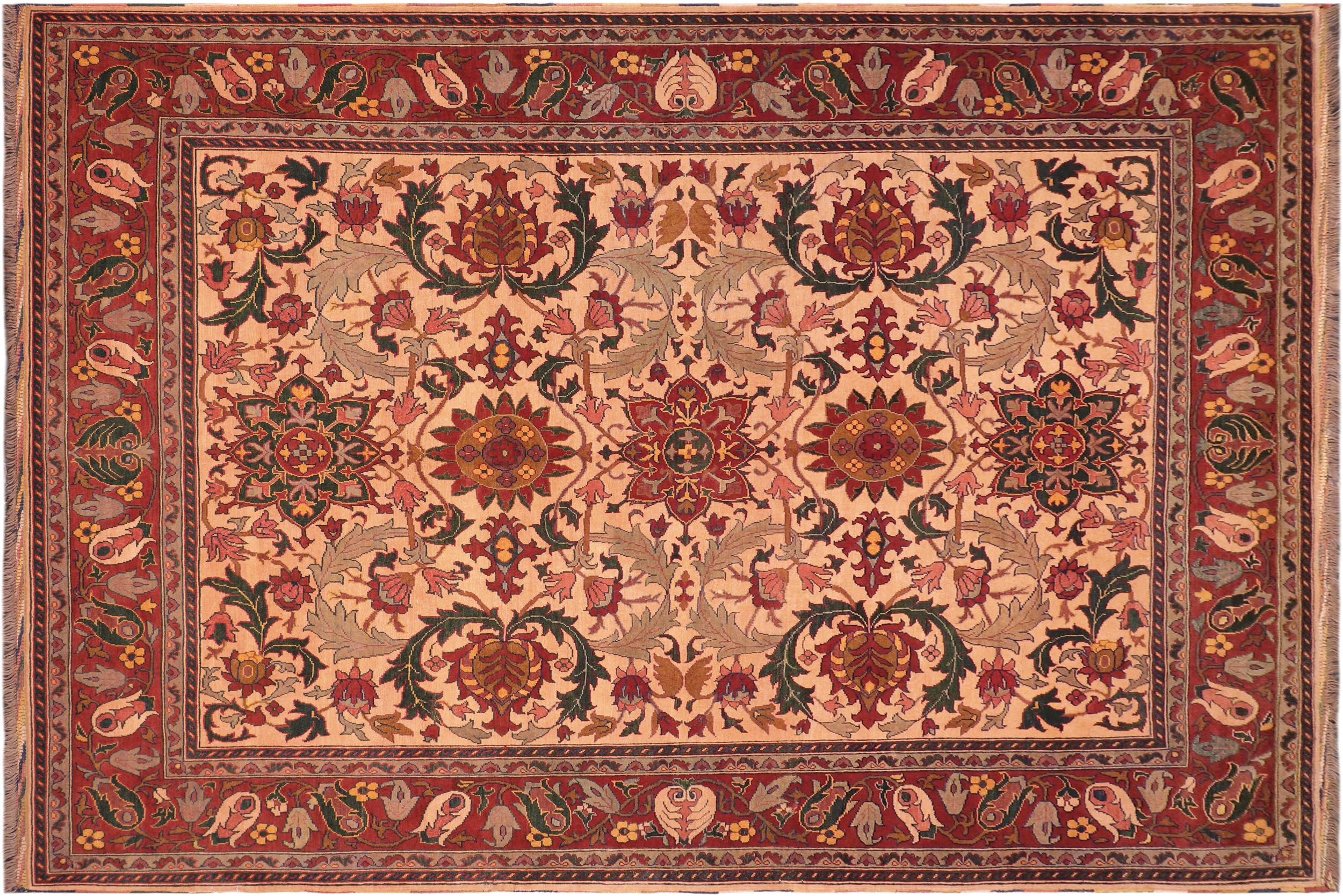 handmade Geometric Kargahi Beige Rust Hand Knotted RECTANGLE 100% WOOL area rug 8' x 11'
