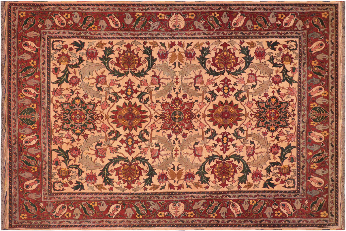 handmade Geometric Kargahi Beige Rust Hand Knotted RECTANGLE 100% WOOL area rug 8' x 11'