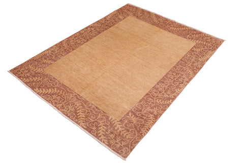 handmade Modern Kafkaz Tan Brown Hand Knotted RECTANGLE 100% WOOL area rug 8' x 10'