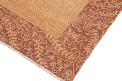 handmade Modern Kafkaz Tan Brown Hand Knotted RECTANGLE 100% WOOL area rug 8' x 10'