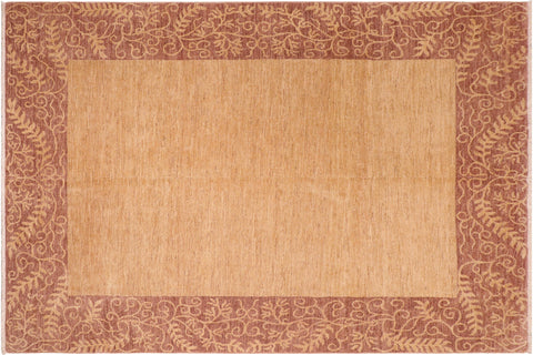 handmade Modern Kafkaz Tan Brown Hand Knotted RECTANGLE 100% WOOL area rug 8' x 10'