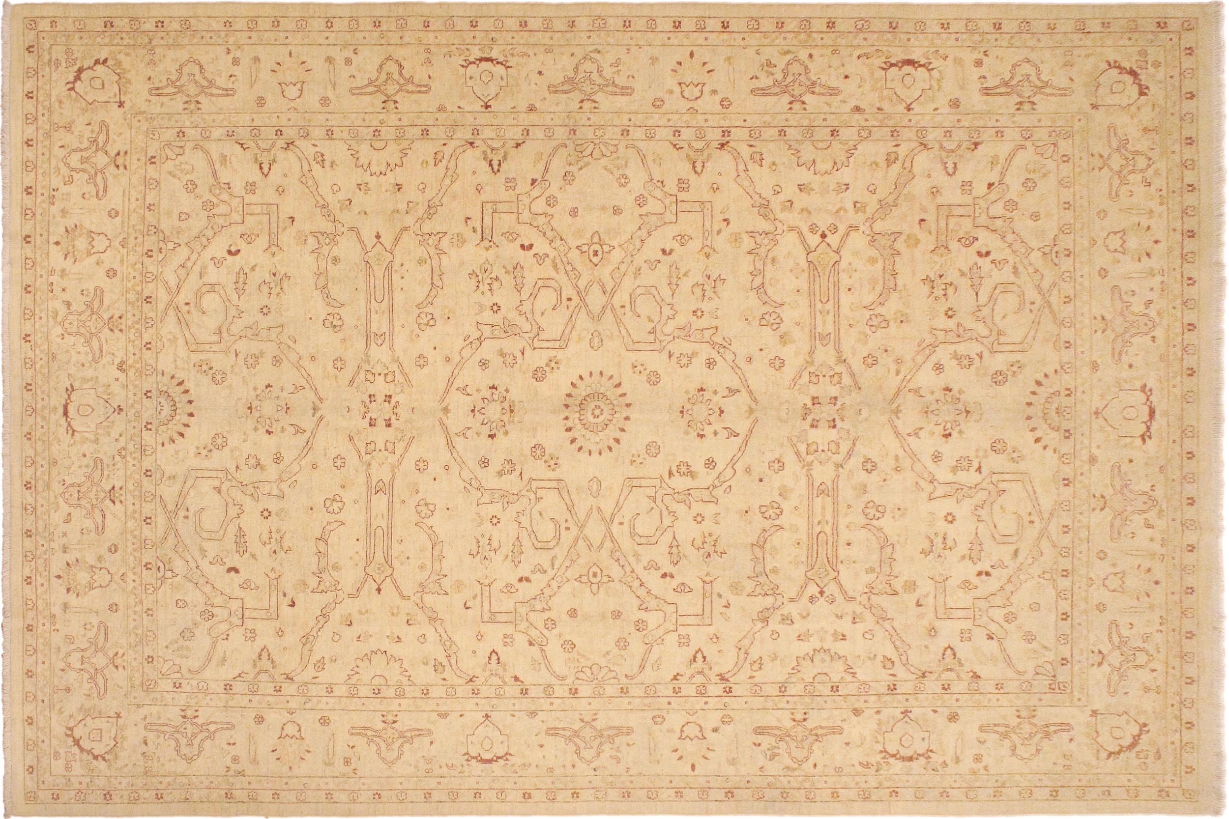 handmade Traditional Kafkaz Beige Lt. Brown Hand Knotted RECTANGLE 100% WOOL area rug 9x12