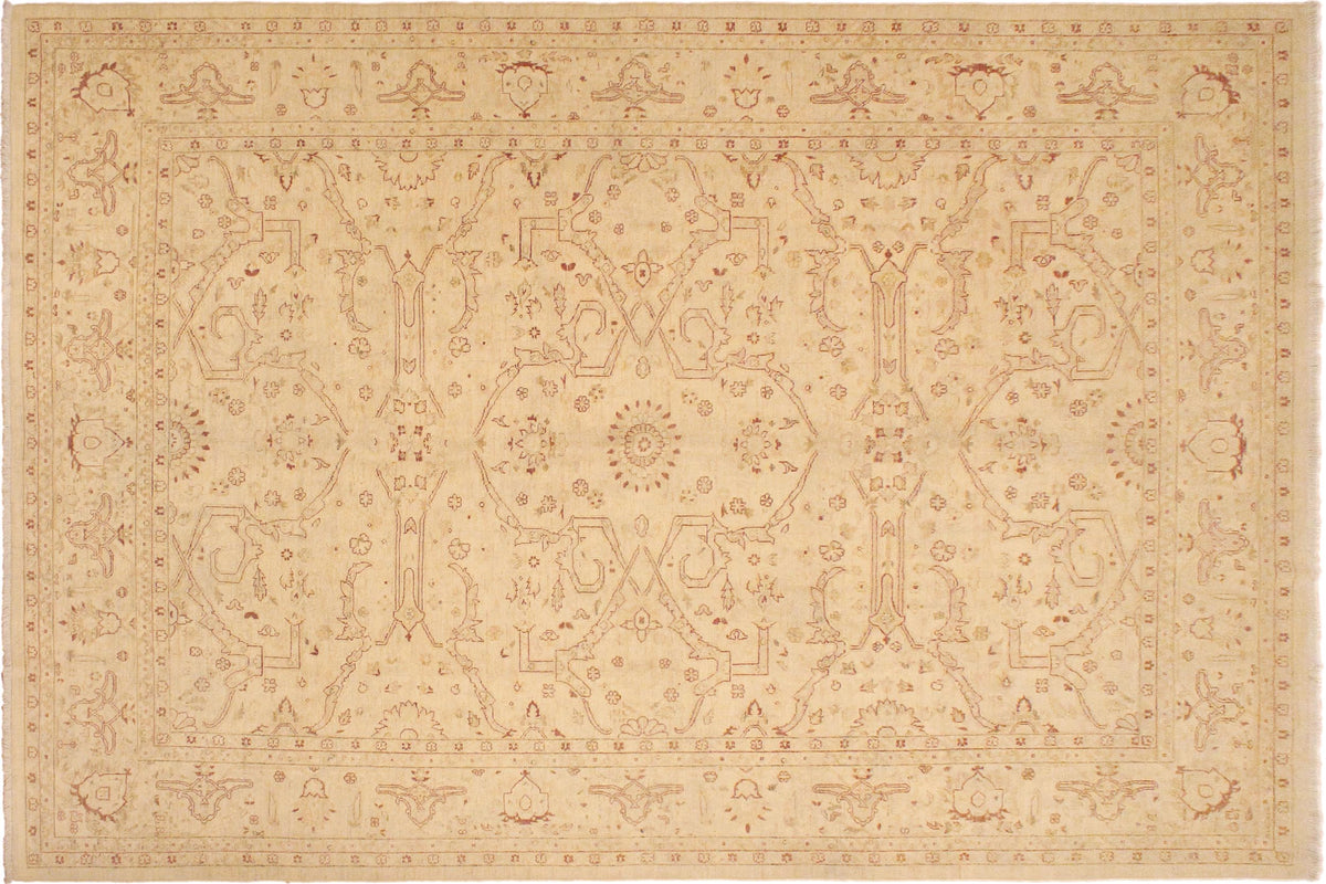 handmade Traditional Kafkaz Beige Lt. Brown Hand Knotted RECTANGLE 100% WOOL area rug 9x12