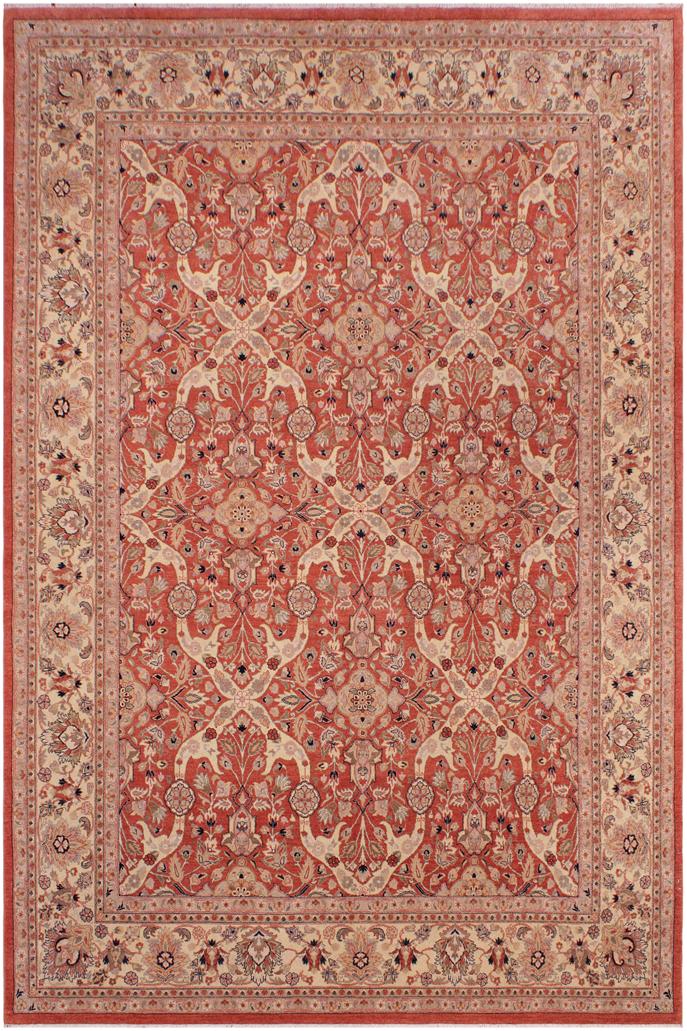 handmade Traditional Lahore Rust Tan Hand Knotted RECTANGLE 100% WOOL area rug