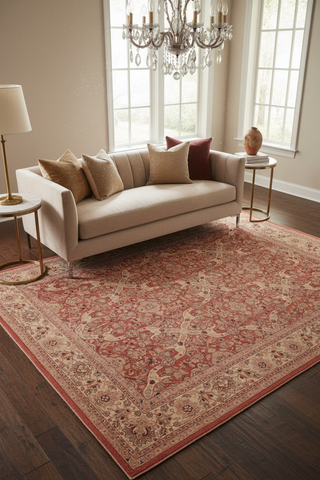 Turkish Knotted Istanbul Tobi Rust/Tan Wool Rug - 8'4''X12'4''