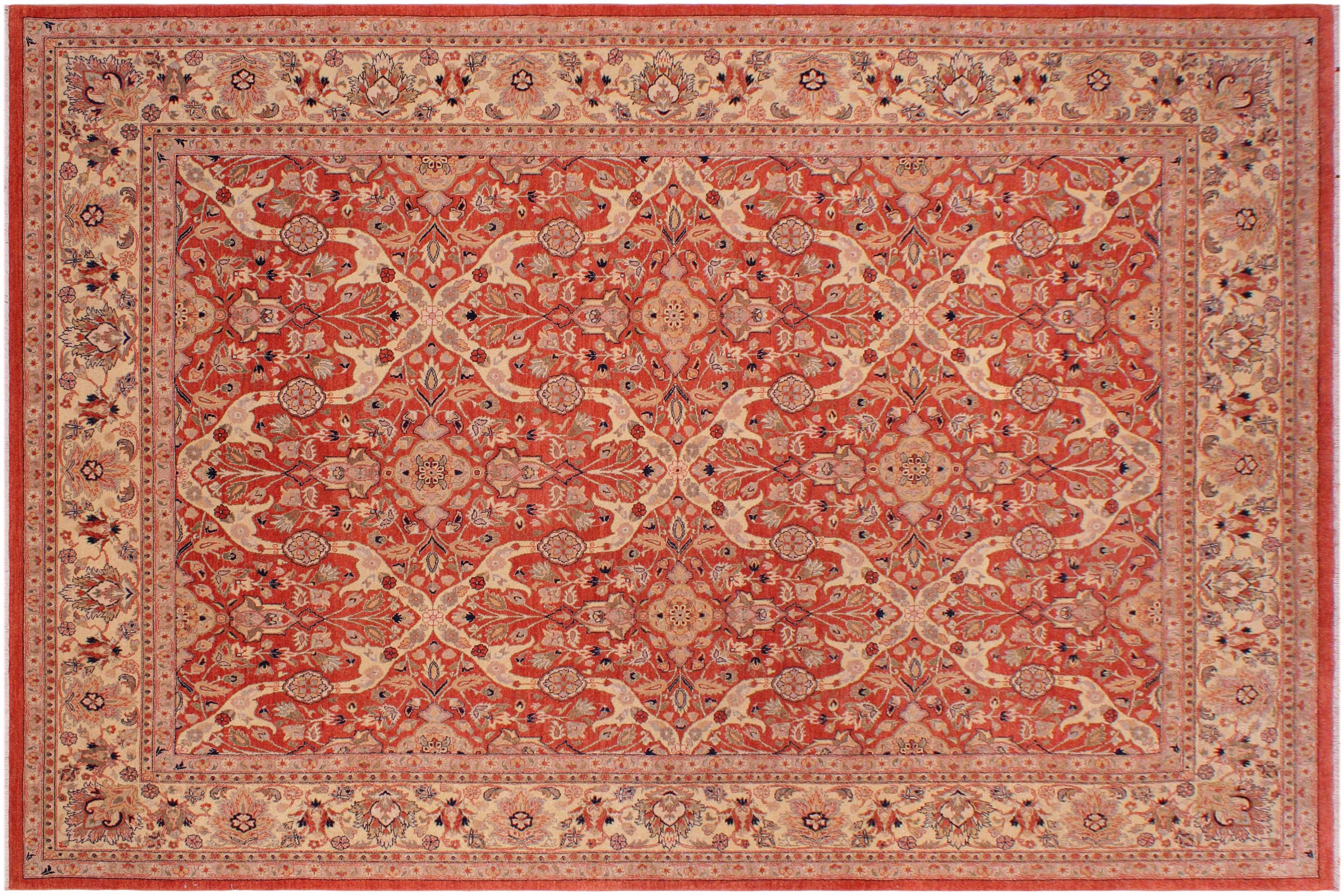 handmade Transitional Lahore Rust Tan Hand Knotted RECTANGLE 100% WOOL area rug 8' x 12'