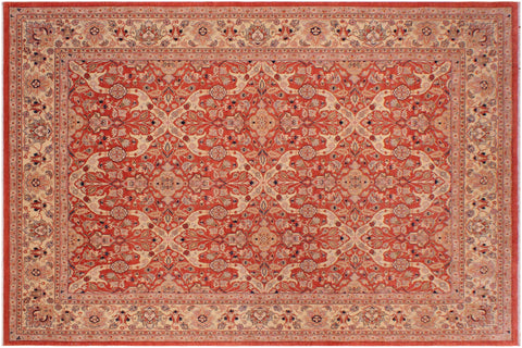 handmade Transitional Lahore Rust Tan Hand Knotted RECTANGLE 100% WOOL area rug 8' x 12'