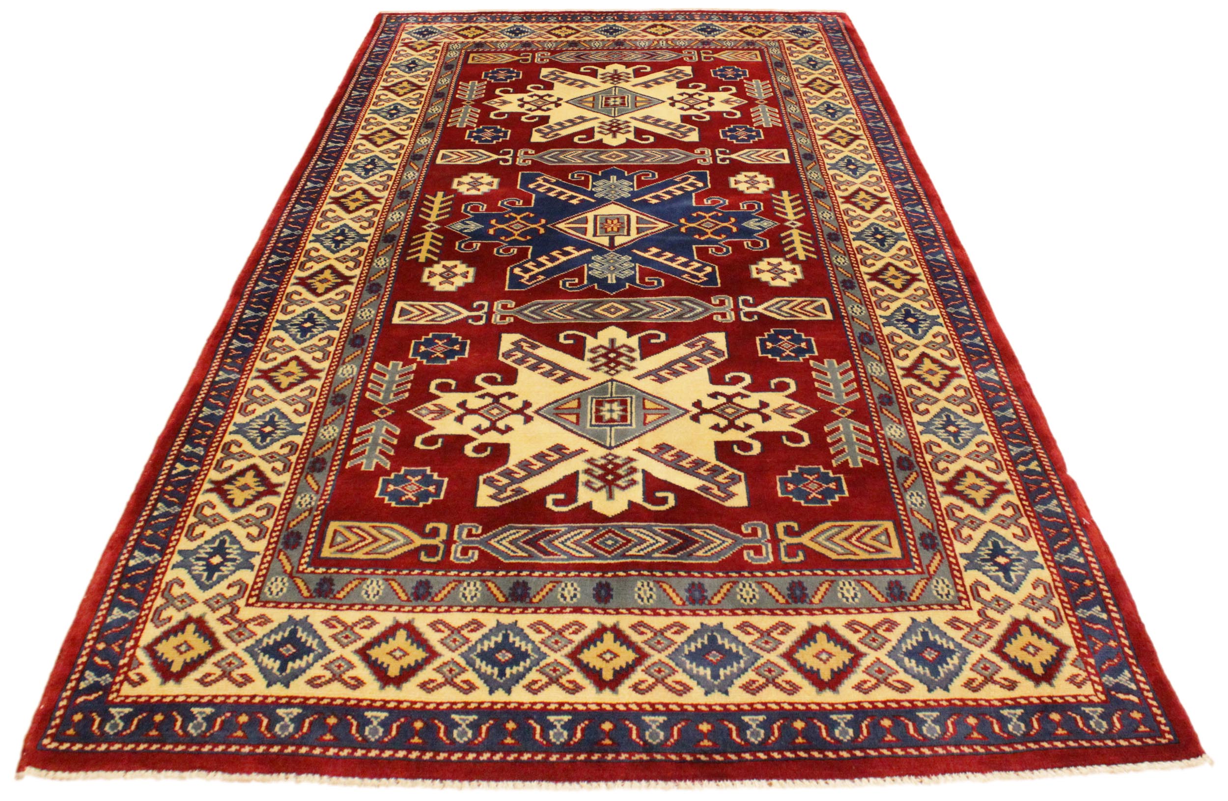 handmade Geometric Sherwan Red Beige Hand Knotted RECTANGLE 100% WOOL area rug 4x6