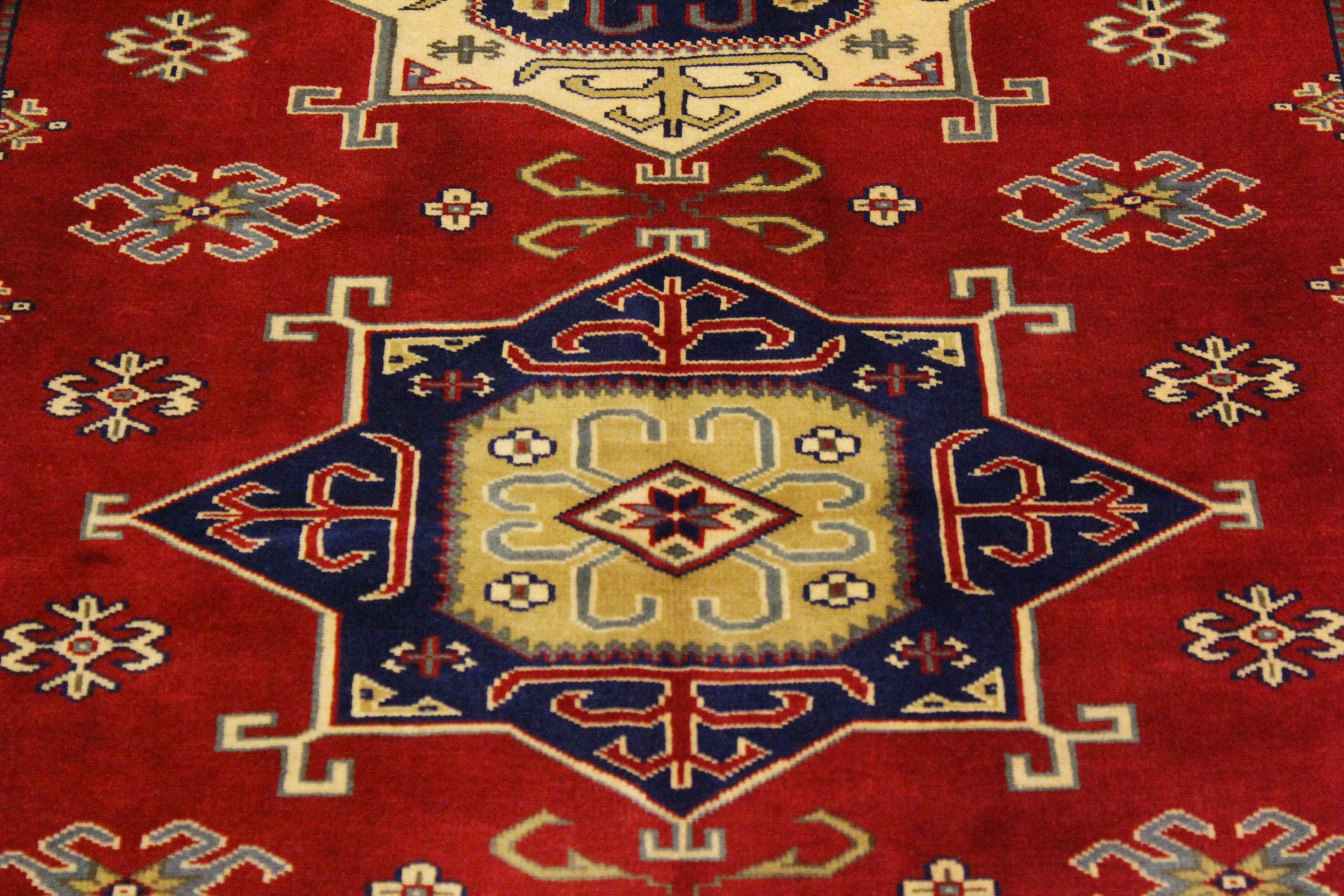 handmade Geometric Sherwan Red Beige Hand Knotted RECTANGLE 100% WOOL area rug 4x6