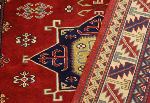 handmade Geometric Sherwan Red Beige Hand Knotted RECTANGLE 100% WOOL area rug 4x6