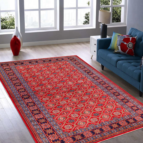 handmade Geometric Sherwan Blue Beige Hand Knotted RECTANGLE 100% WOOL area rug 4x6