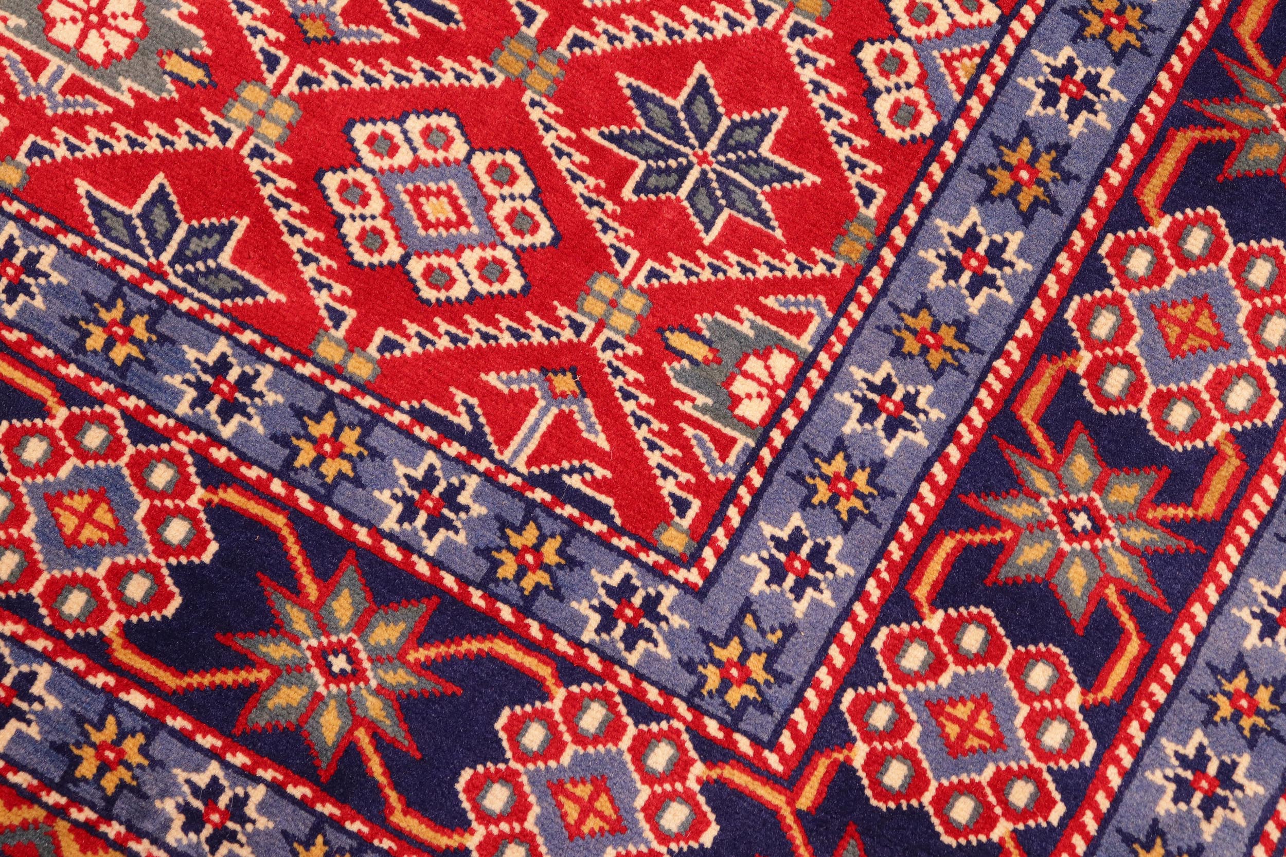 handmade Geometric Sherwan Blue Beige Hand Knotted RECTANGLE 100% WOOL area rug 4x6