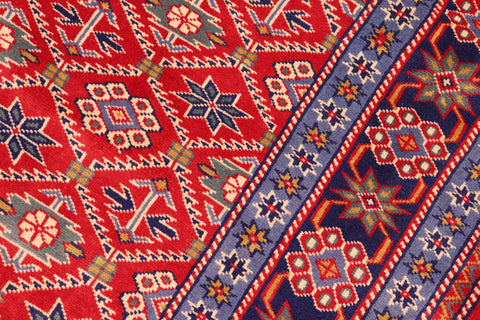 handmade Geometric Sherwan Blue Beige Hand Knotted RECTANGLE 100% WOOL area rug 4x6