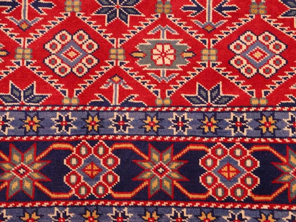 handmade Geometric Sherwan Red Blue Hand Knotted RECTANGLE 100% WOOL area rug 5x7