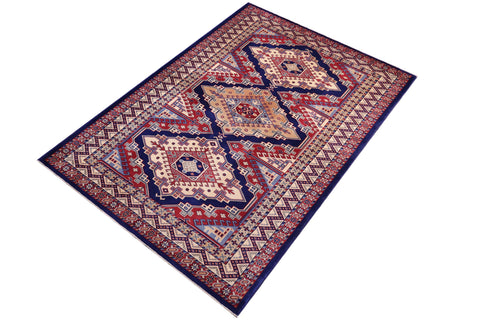 handmade Geometric Sherwan Red Beige Hand Knotted RECTANGLE 100% WOOL area rug 5x6