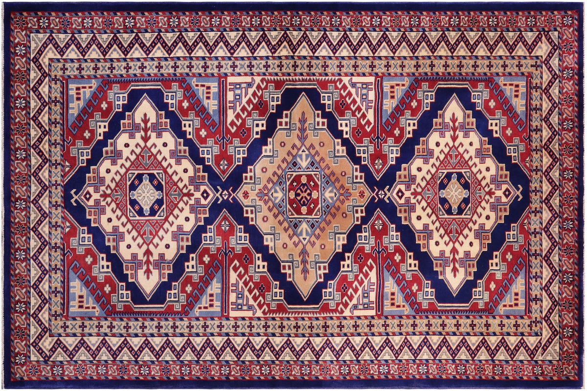 handmade Geometric Sherwan Red Beige Hand Knotted RECTANGLE 100% WOOL area rug 5x6