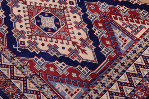 handmade Geometric Sherwan Red Beige Hand Knotted RECTANGLE 100% WOOL area rug 5x6
