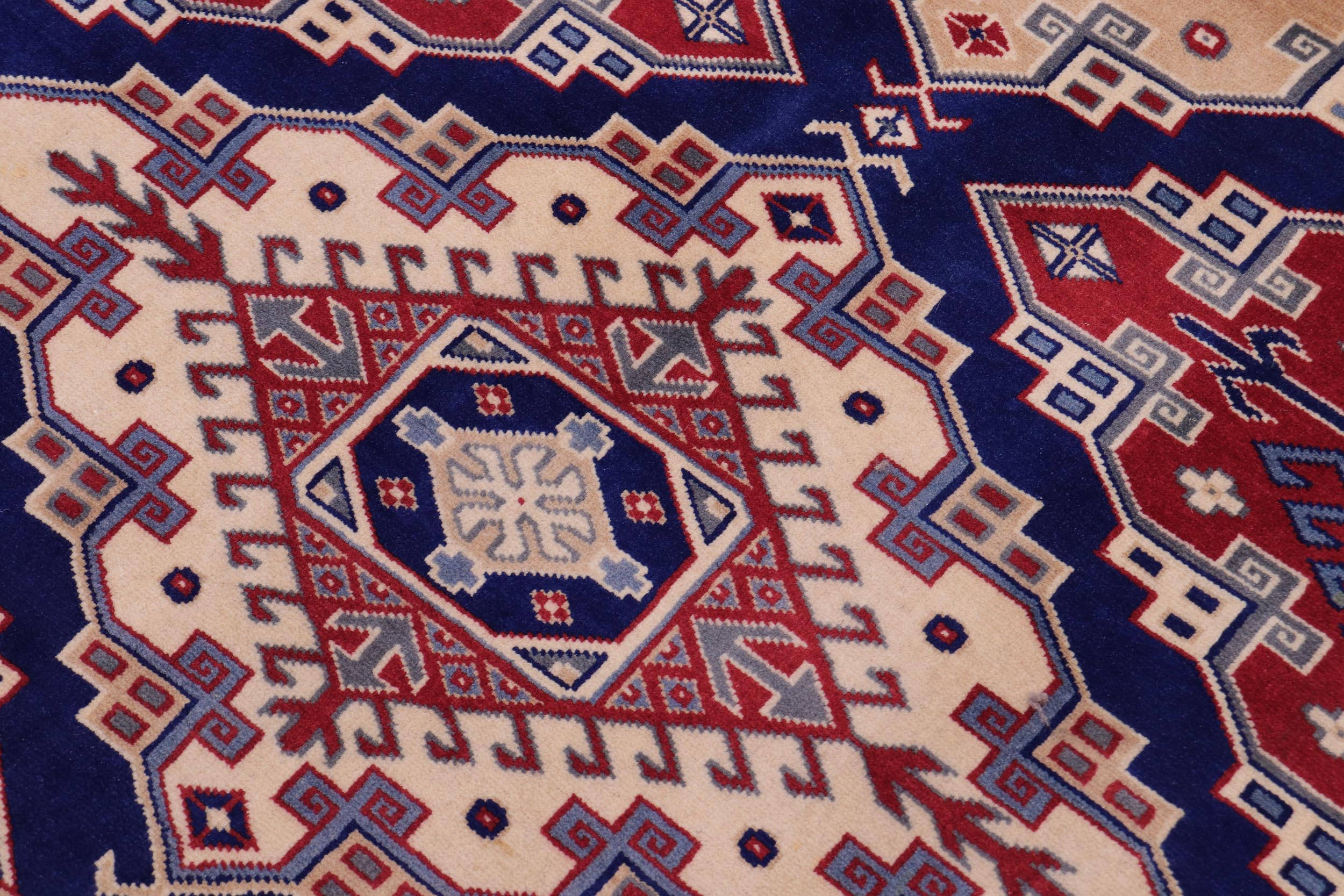 handmade Geometric Sherwan Red Beige Hand Knotted RECTANGLE 100% WOOL area rug 5x6