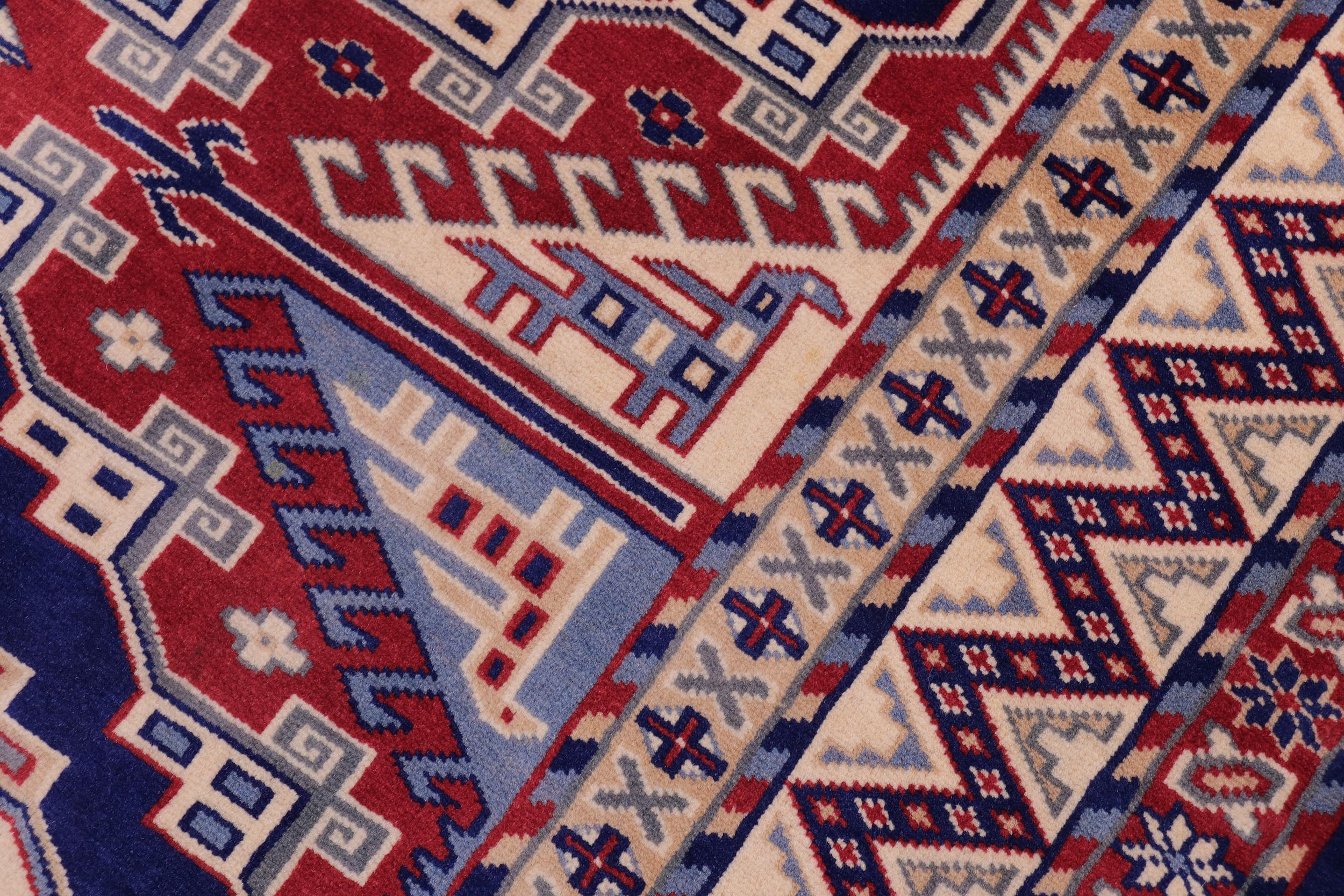handmade Geometric Sherwan Red Beige Hand Knotted RECTANGLE 100% WOOL area rug 5x6