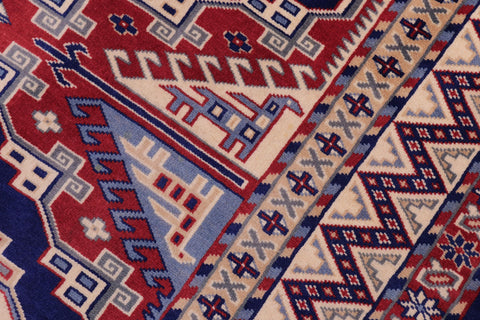 handmade Geometric Sherwan Red Beige Hand Knotted RECTANGLE 100% WOOL area rug 5x6