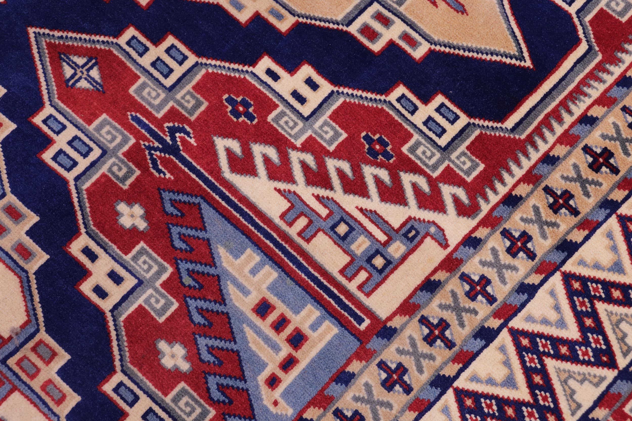 handmade Geometric Sherwan Red Beige Hand Knotted RECTANGLE 100% WOOL area rug 5x6