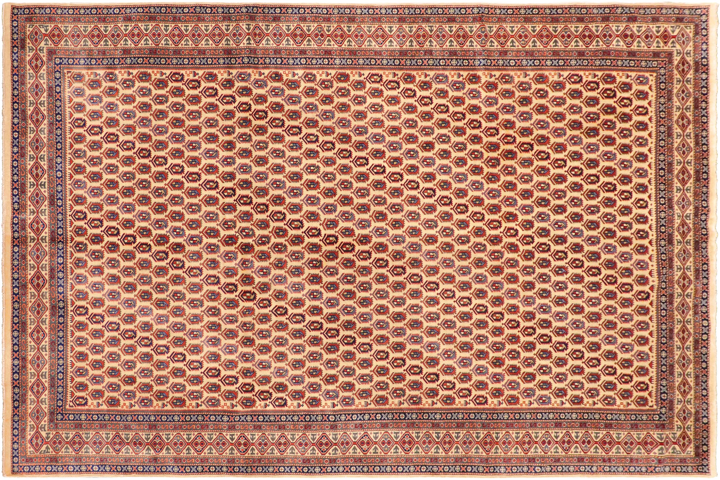 handmade Geometric Sherwan Red Beige Hand Knotted RECTANGLE 100% WOOL area rug 4x7