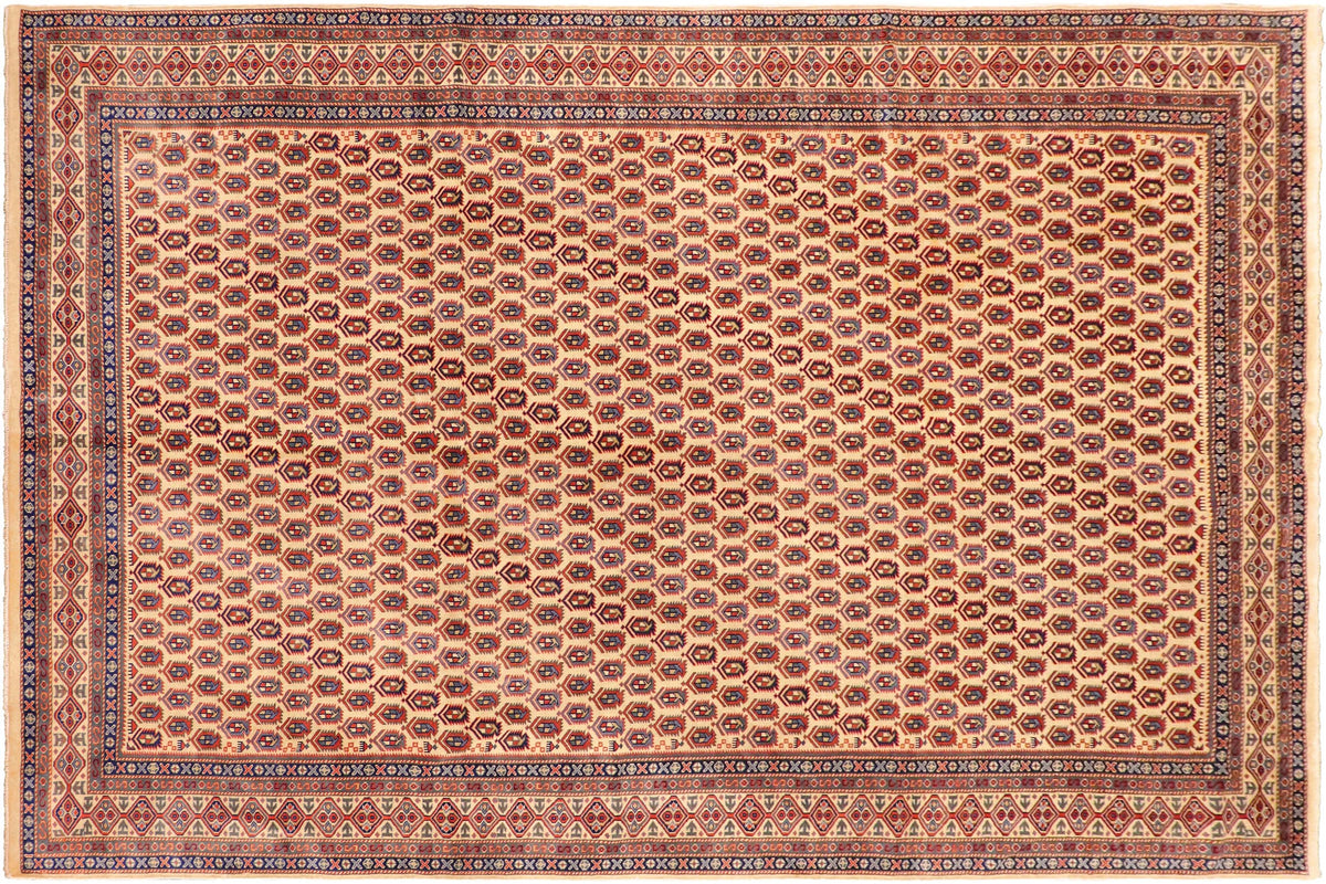 handmade Geometric Sherwan Red Beige Hand Knotted RECTANGLE 100% WOOL area rug 4x7