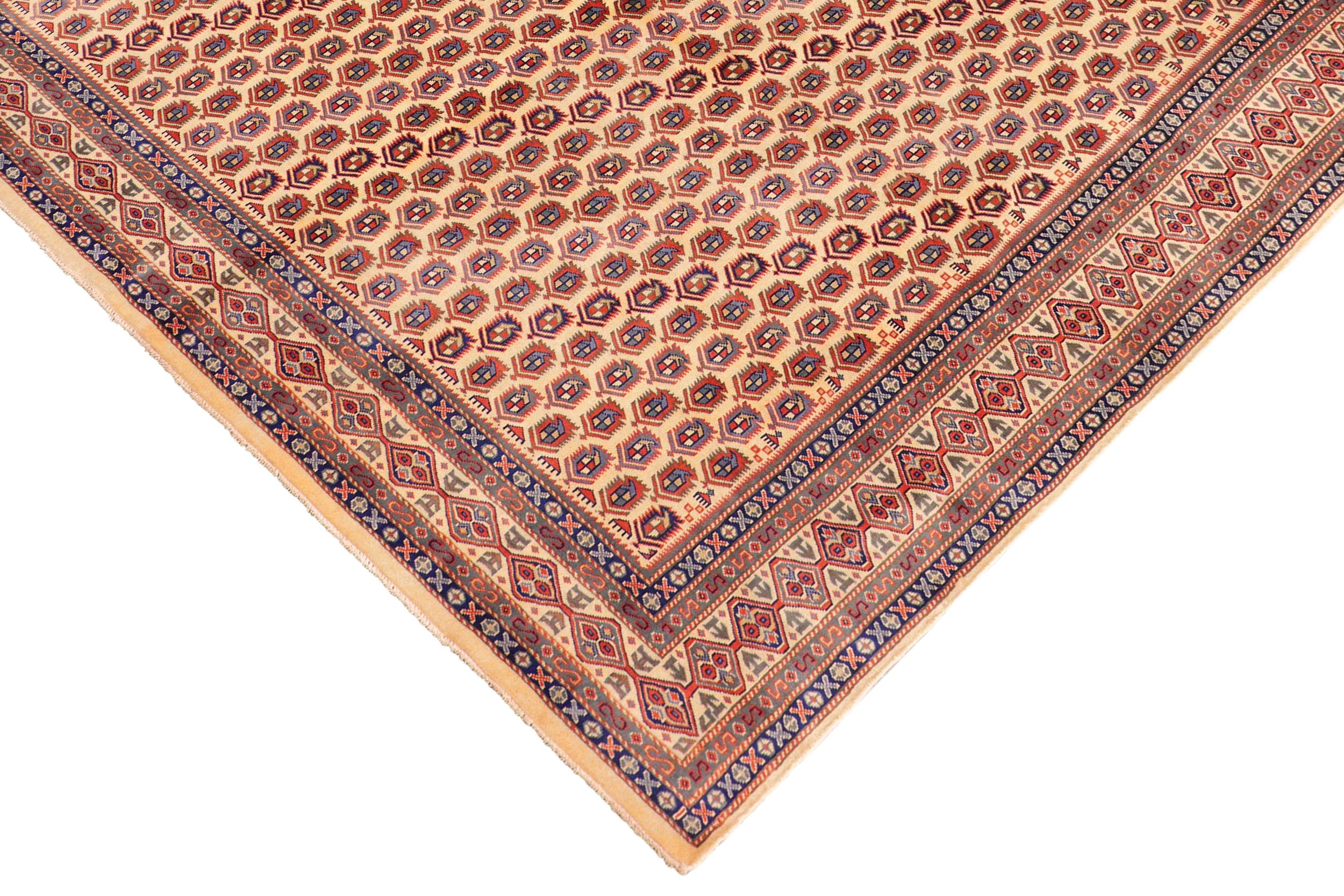 handmade Geometric Sherwan Red Beige Hand Knotted RECTANGLE 100% WOOL area rug 4x7