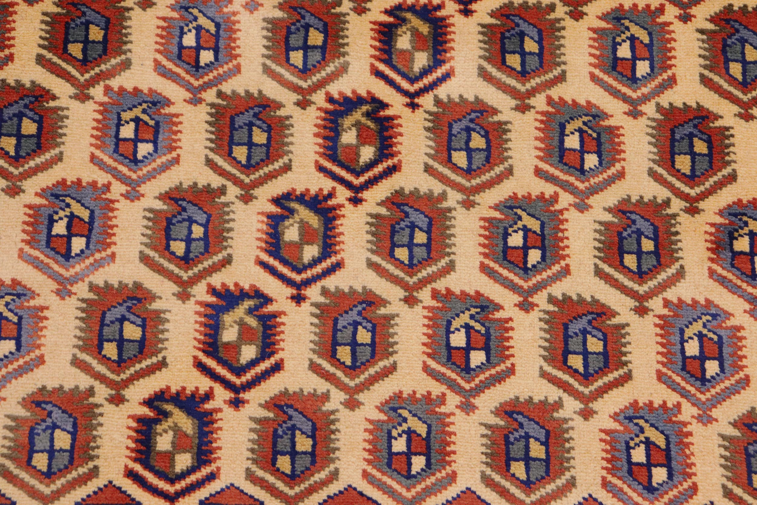 handmade Geometric Sherwan Red Beige Hand Knotted RECTANGLE 100% WOOL area rug 4x7