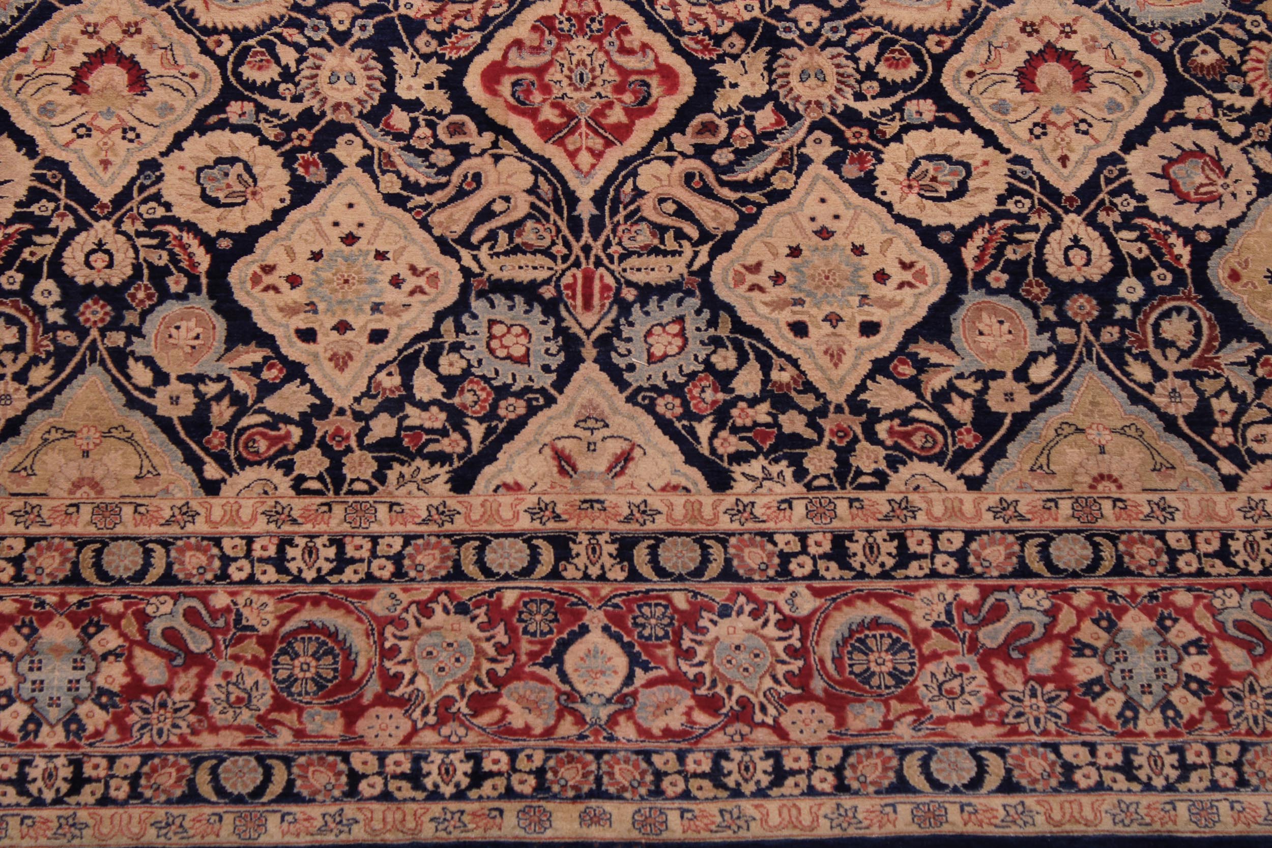 handmade Traditional Kirman Blue Red Hand Knotted RECTANGLE 100% WOOL area rug 9 x 12