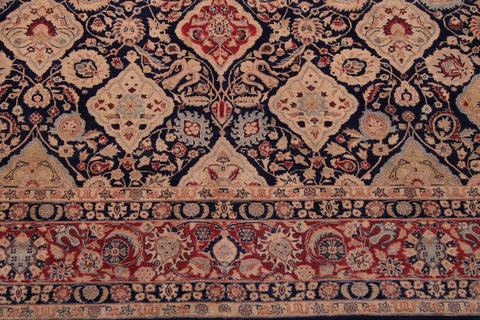 handmade Traditional Kirman Blue Red Hand Knotted RECTANGLE 100% WOOL area rug 9 x 12