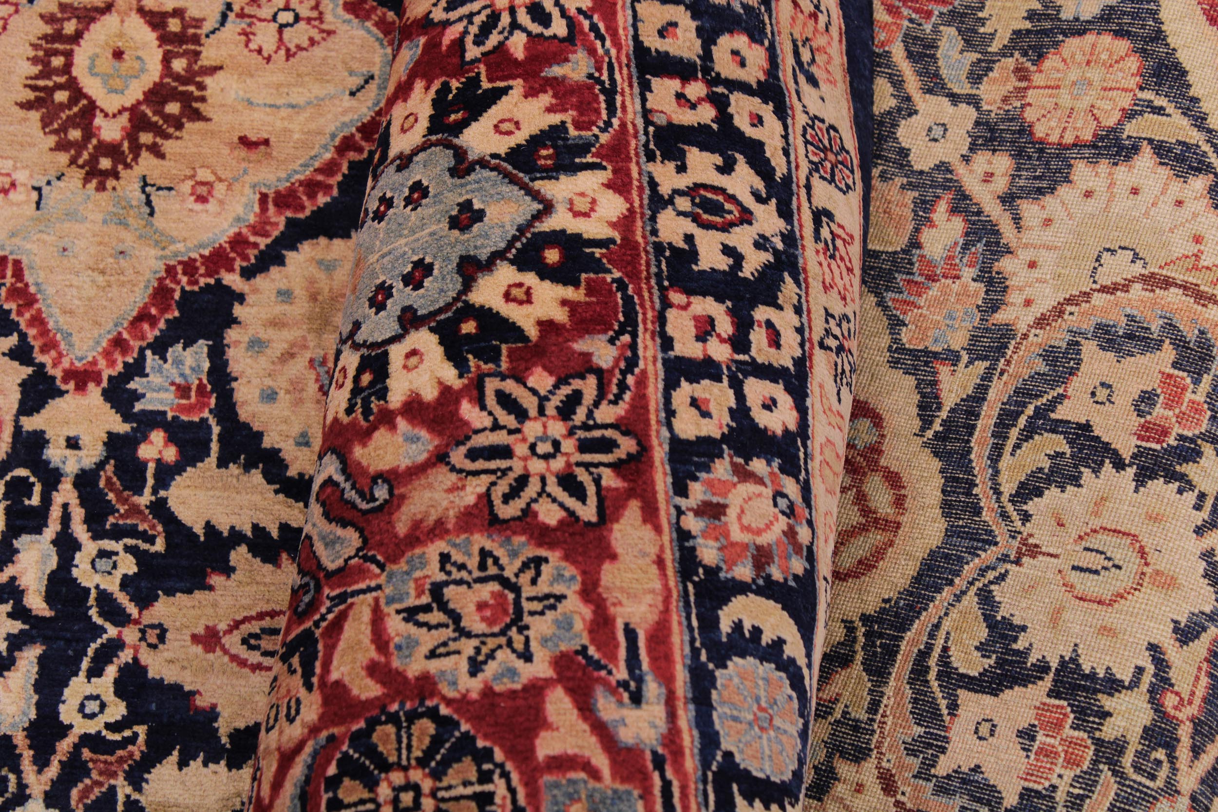 handmade Traditional Kirman Blue Red Hand Knotted RECTANGLE 100% WOOL area rug 9 x 12