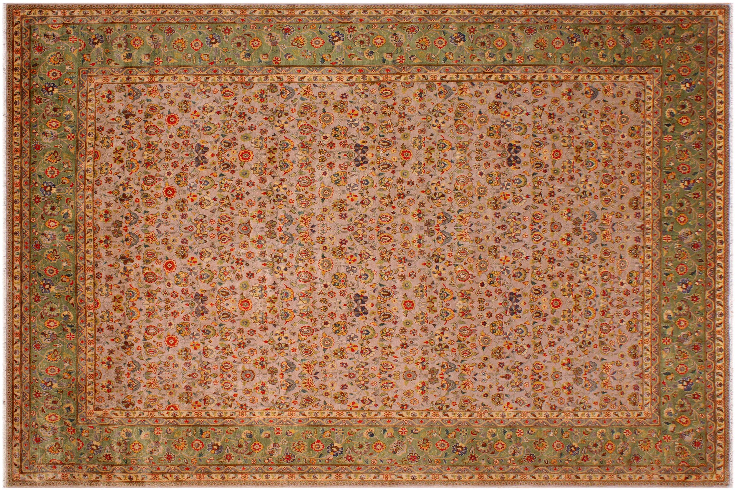 handmade Transitional Design Lt. Gray Lt. Green Hand Knotted RECTANGLE 100% WOOL area rug 9' x 12'