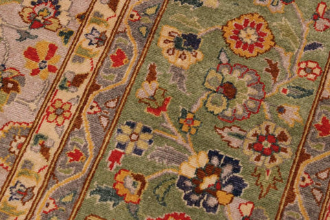 handmade Traditional Design Lt. Gray Lt. Green Hand Knotted RECTANGLE 100% WOOL area rug 9'X12'