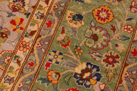 handmade Transitional Design Lt. Gray Lt. Green Hand Knotted RECTANGLE 100% WOOL area rug 9' x 12'