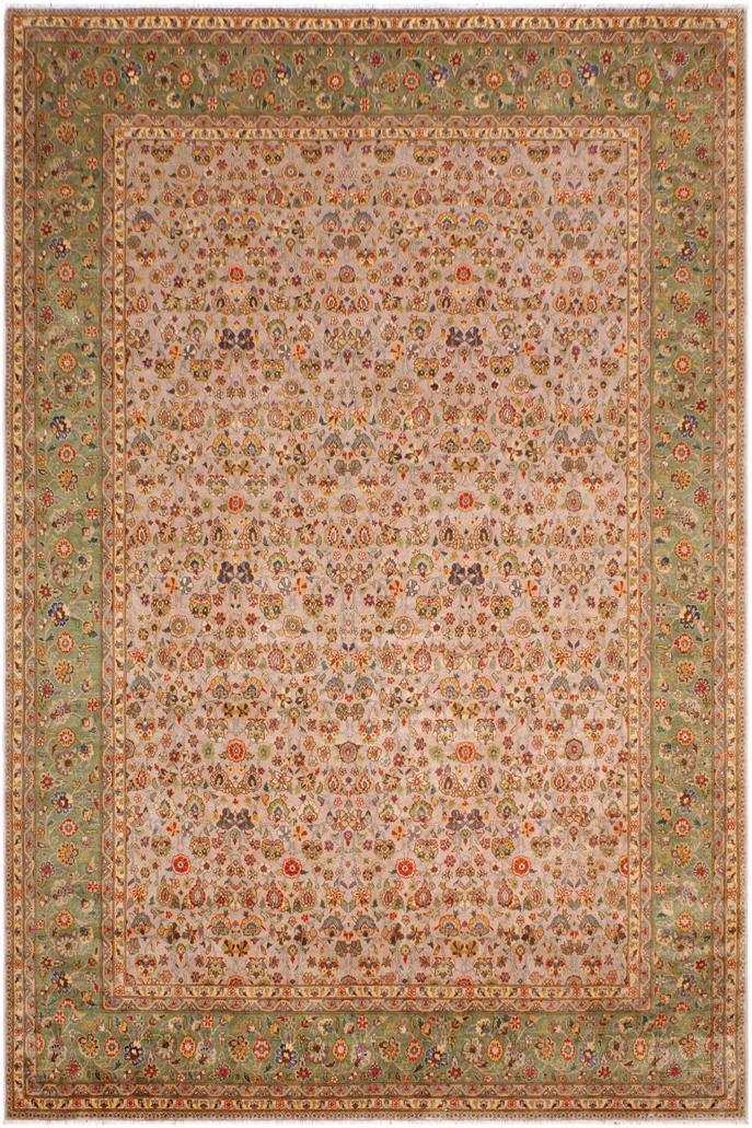 handmade Traditional Design Lt. Gray Lt. Green Hand Knotted RECTANGLE 100% WOOL area rug 9'X12'