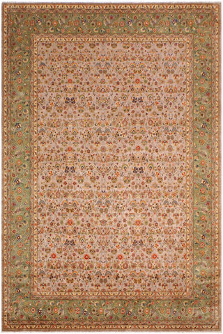handmade Traditional Design Lt. Gray Lt. Green Hand Knotted RECTANGLE 100% WOOL area rug 9'X12'
