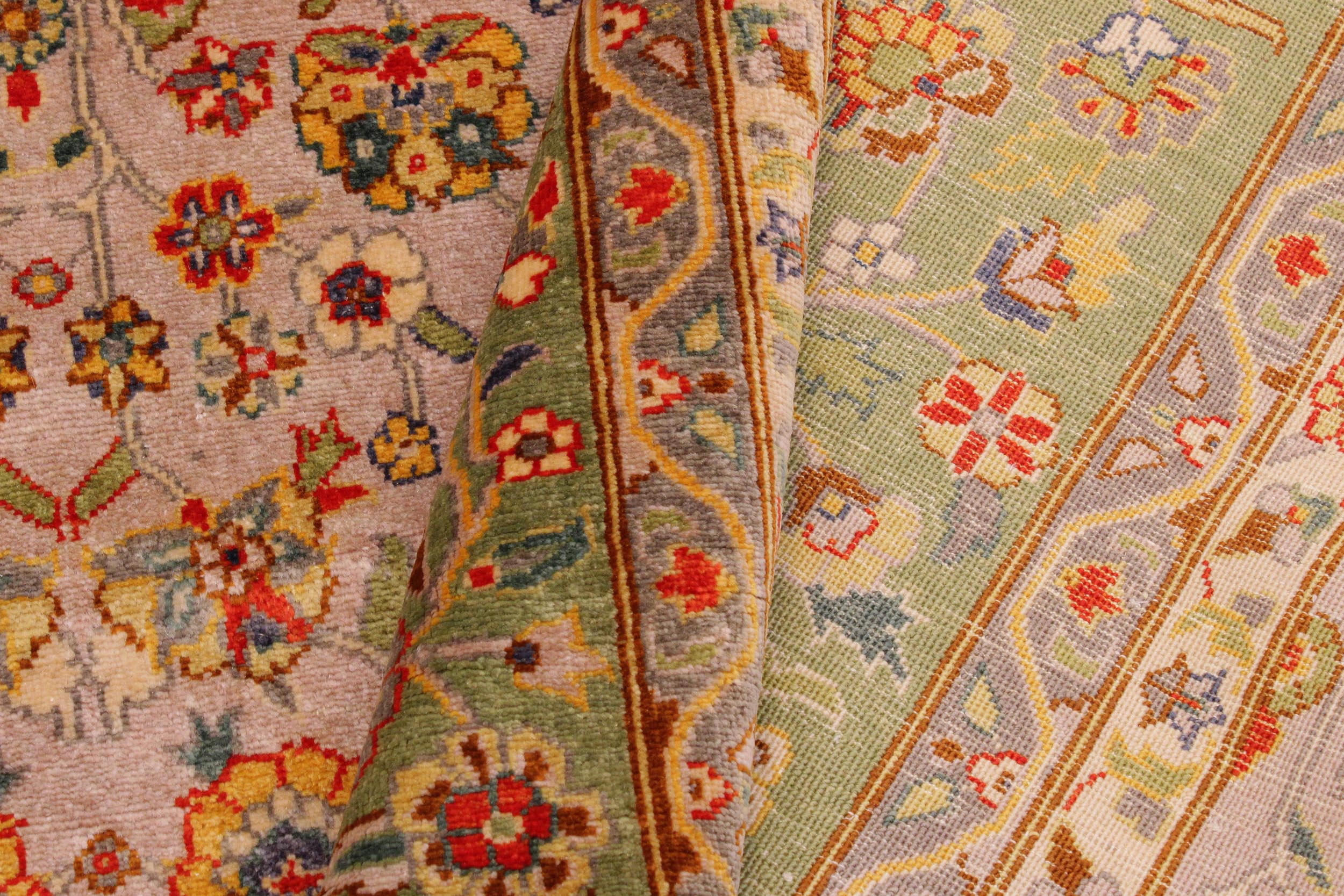 handmade Transitional Design Lt. Gray Lt. Green Hand Knotted RECTANGLE 100% WOOL area rug 9' x 12'