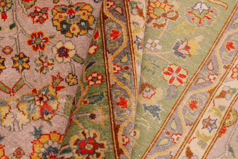 handmade Transitional Design Lt. Gray Lt. Green Hand Knotted RECTANGLE 100% WOOL area rug 9' x 12'