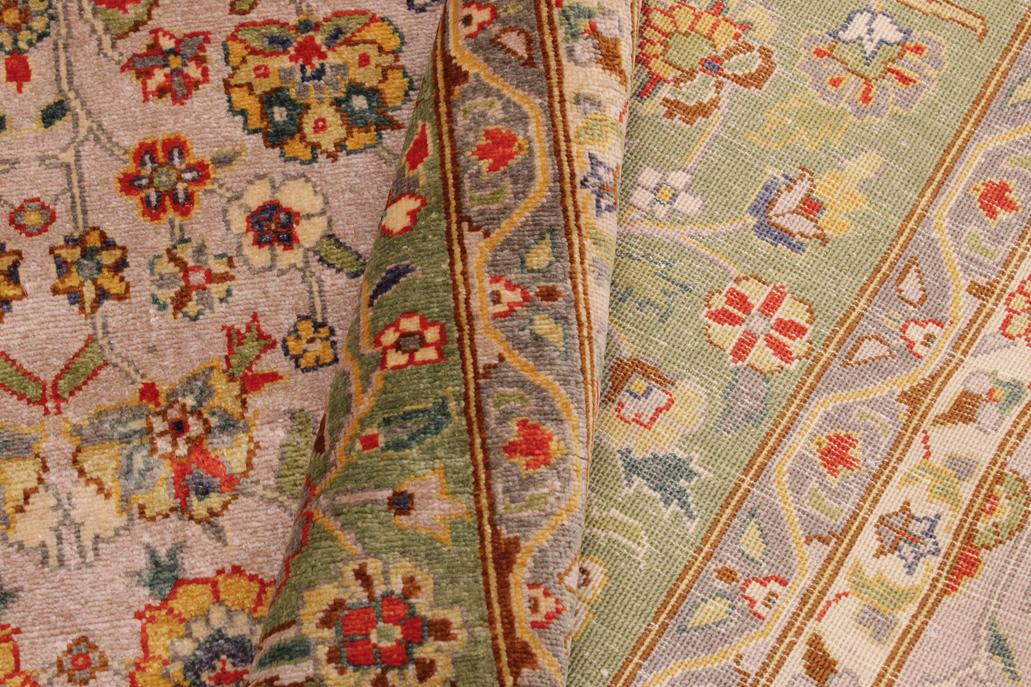 handmade Traditional Design Lt. Gray Lt. Green Hand Knotted RECTANGLE 100% WOOL area rug 9'X12'