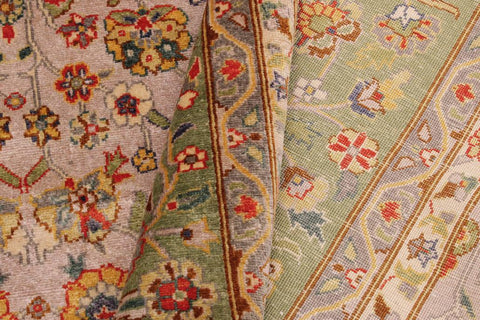 handmade Traditional Design Lt. Gray Lt. Green Hand Knotted RECTANGLE 100% WOOL area rug 9'X12'